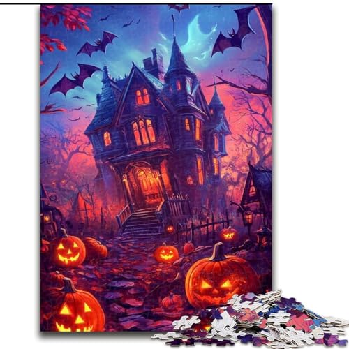 Puzzle für Erwachsene, 1000 Teile, Halloween-Schloss, für 14+, für Familienspaß und Spieleabende, Künstlersammlung, Bildende Kunst (Größe 26x38cm) von NBDSOYEWO