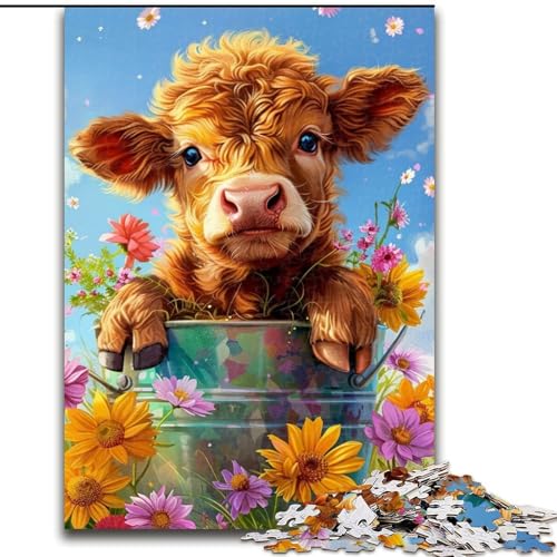Puzzle für Erwachsene, 1000 Teile, Kalb, Quizspiel, Wanddekoration, einzigartige Geburtstags (Größe 26x38cm) von NBDSOYEWO
