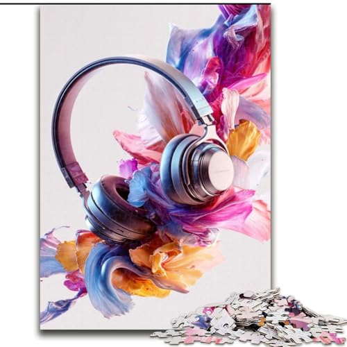 Puzzle für Erwachsene, 1000 Teile, Kopfhörerkunst, Dekomprimierendes intellektuelles Lernspielzeug, Geburtstagsgeschenk, Geschenke (Größe 26x38cm) von NBDSOYEWO