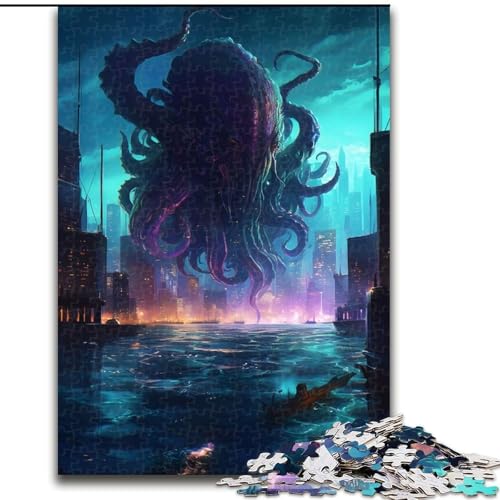 Puzzle für Erwachsene, 1000 Teile, Kraken Rising, für 14+, für Familienspaß und Spieleabende, Künstlersammlung, Bildende Kunst (Größe 50x75cm) von NBDSOYEWO