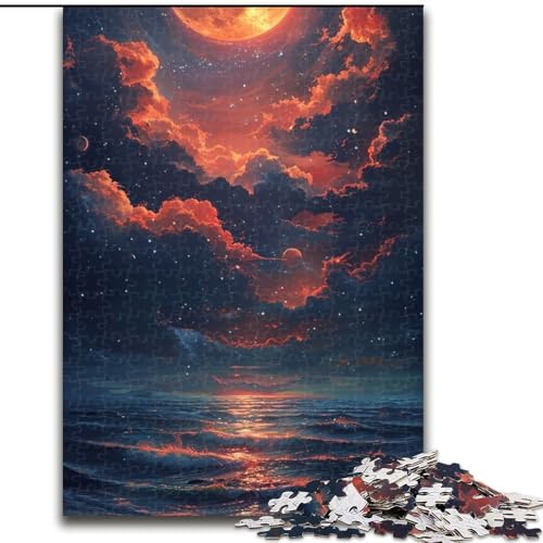 Puzzle für Erwachsene, 1000 Teile, Mond über dem Meer, aus Holz, Kinder ab 14 Jahren, 50x75cm, für Teenager und Familienspaß Puzzle für Erwachsene, 1000 Teile, Mond über dem Meer, aus Holz, Kinder ab 14 Jahren, 50x75cm, für Teenager und Familienspaß von NBDSOYEWO