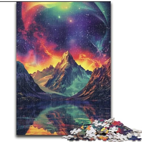 Puzzle für Erwachsene, 1000 Teile, Mountain Aurora Puzzle, perfekt für Teenager, Familienzusammenhalt, Denksportaufgabe und DIY-Geschenk zur Heimdekoration (Größe: 50x75cm) von NBDSOYEWO