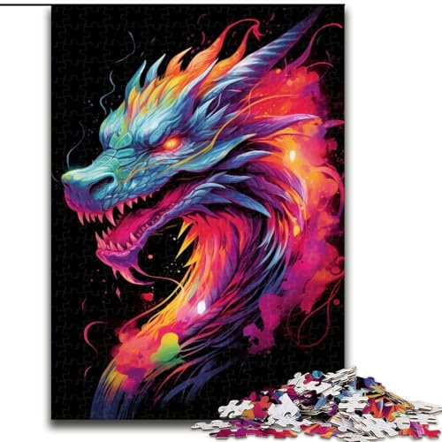 Puzzle für Erwachsene, 1000 Teile, Neon-Art-Drache, aus Holz, hochschwieriges Denkspiel für Teenager, 50x75cm, für Heimdekoration, Gehirntraining Puzzle für Erwachsene, 1000 Teile, Neon-Art-Drache, aus Holz, hochschwieriges Denkspiel für Teenager, 50x75cm, für Heimdekoration, Gehirntraining von NBDSOYEWO