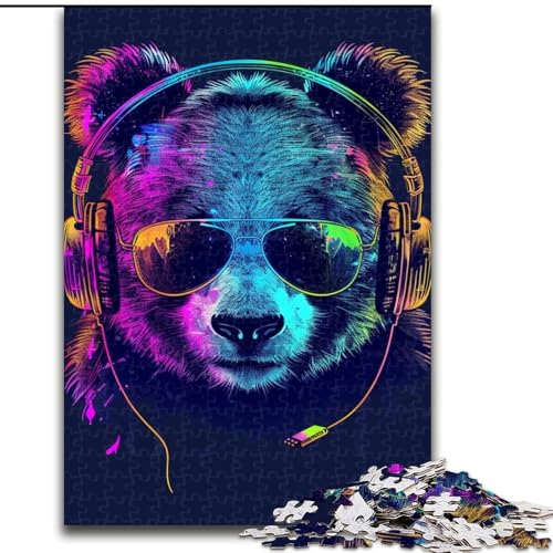 Puzzle für Erwachsene, 1000 Teile, Panda mit Kopfhörern, anspruchsvolles Denkspiel für Teenager, perfekt als Heimdekoration oder Geschenk (Größe: 26x38cm) von NBDSOYEWO