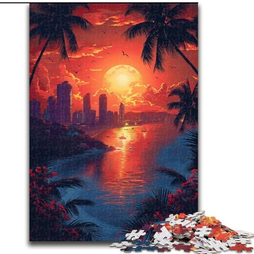 Puzzle für Erwachsene, 1000 Teile, Sonnenuntergang in Einer Küstenstadt, aus Holz, Kinder ab 14 Jahren, 50x75cm, für Teenager und Familienspaß Puzzle für Erwachsene, 1000 Teile, Sonnenuntergang in Einer Küstenstadt, aus Holz, Kinder ab 14 Jahren, 50x75cm, für Teenager und Familienspaß von NBDSOYEWO
