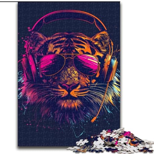 Puzzle für Erwachsene, 1000 Teile, Tiger mit Kopfhörern, aus Holz, Kinder ab 14 Jahren, 50x75cm, für Teenager und Familienspaß Puzzle für Erwachsene, 1000 Teile, Tiger mit Kopfhörern, aus Holz, Kinder ab 14 Jahren, 50x75cm, für Teenager und Familienspaß von NBDSOYEWO