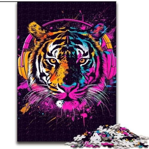 Puzzle für Erwachsene, 1000 Teile, Tiger mit Kopfhörern, aus Holz, Kinder ab 14 Jahren, 50x75cm, für Teenager und Familienspaß Puzzle für Erwachsene, 1000 Teile, Tiger mit Kopfhörern, aus Holz, Kinder ab 14 Jahren, 50x75cm, für Teenager und Familienspaß von NBDSOYEWO