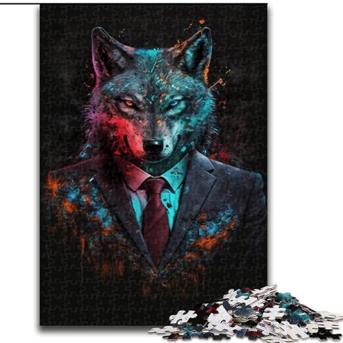 Puzzle für Erwachsene, 1000 Teile, Wolf im Anzug, aus Holz, Kinder ab 14 Jahren, 50x75cm, für Teenager und Familienspaß Puzzle für Erwachsene, 1000 Teile, Wolf im Anzug, aus Holz, Kinder ab 14 Jahren, 50x75cm, für Teenager und Familienspaß von NBDSOYEWO