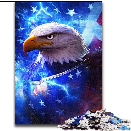 Puzzle für Erwachsene, 1000 Teile, amerikanische Flagge, Adler, Familienspiel, Stressabbau, schwierige Herausforderung, stärkt die Liebe zwischen Paaren (Größe 26x38cm) von NBDSOYEWO