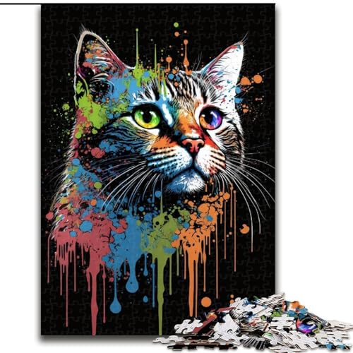 Puzzle für Erwachsene, 1000 Teile, getigerte Katze, bunt, aus Holz, Kinder ab 14 Jahren, 50x75cm, für Teenager und Familienspaß Puzzle für Erwachsene, 1000 Teile, getigerte Katze, bunt, aus Holz, Kinder ab 14 Jahren, 50x75cm, für Teenager und Familienspaß von NBDSOYEWO