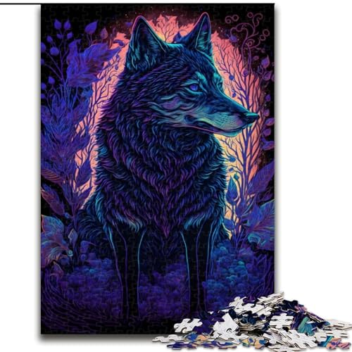 Puzzle für Erwachsene, 1000 Teile, schwierig, Schwarzlichtwolf, Denksportaufgabe zur Wanddekoration, einzigartige Geburtstags 14-Jährige (Größe 50x75cm) von NBDSOYEWO