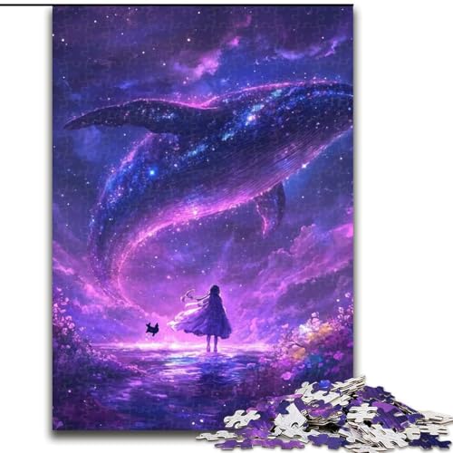 Puzzle für Erwachsene, 1000 Teile, schwierige Wale unter dem Sternenhimmel, entspannendes intellektuelles Lernspielzeug, Geburtstagsgeschenk, Geschenke (Größe 50x75cm) von NBDSOYEWO
