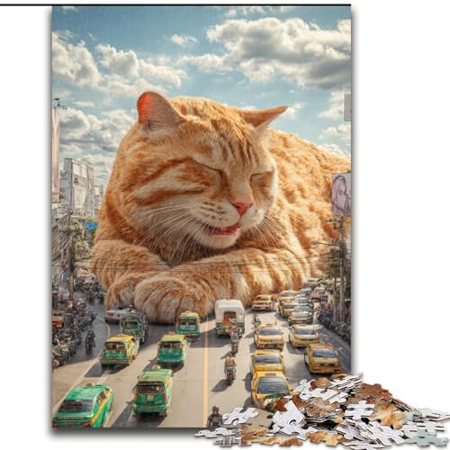 Puzzle für Erwachsene, 1000 Teile, schwierige riesige orangefarbene Katze, dekomprimierendes intellektuelles Lernspielzeug, Geburtstagsgeschenk, Geschenke (Größe 50x75cm) von NBDSOYEWO