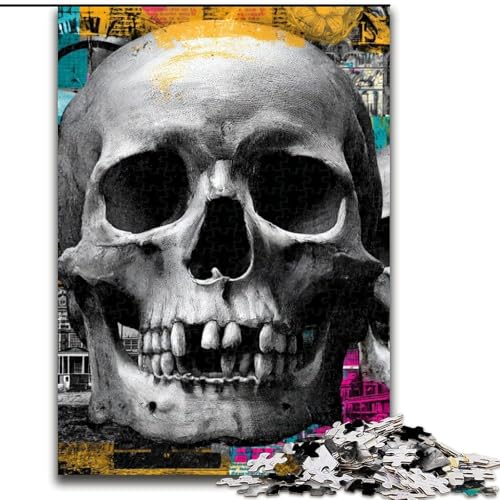 Puzzle für Erwachsene, 1000 Teile, schwieriger Psychedelischer Totenkopf, Dekomprimierendes intellektuelles Lernspielzeug, Geburtstagsgeschenk, Geschenke (Größe 26x38cm) von NBDSOYEWO