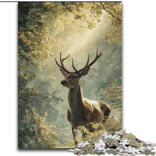 Puzzle für Erwachsene, 1000 Teile, schwieriges Dschungelhirsch, Dekomprimierendes intellektuelles Lernspielzeug, Geburtstagsgeschenk, Geschenke (Größe 50x75cm) von NBDSOYEWO
