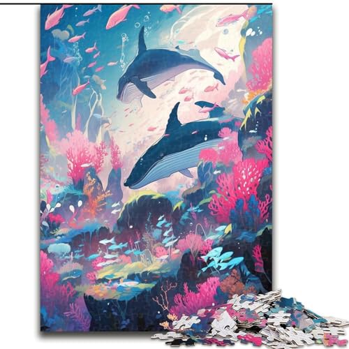 Puzzle für Erwachsene, 1000 Teile, schwimmende Wale, anspruchsvolles Denkspiel für Teenager, perfekt als Heimdekoration oder Geschenk (Größe: 26x38cm) von NBDSOYEWO