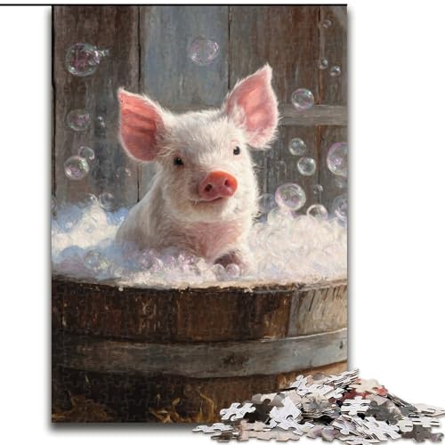 Puzzle für Erwachsene, 1000 Teile, süßes Schwein, Quizspiel, Wanddekoration, einzigartige Geburtstags (Größe 50x75cm) von NBDSOYEWO