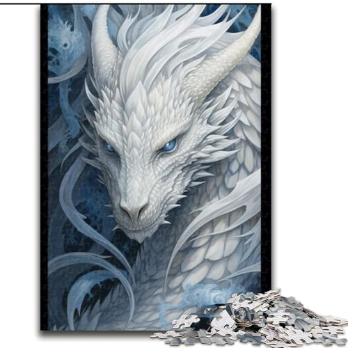Puzzle für Erwachsene, 1000 Teile, weißer Drache, aus Holz, schwieriges Denkspiel für Teenager, 50x75cm, für Heimdekoration, Gehirntraining Puzzle für Erwachsene, 1000 Teile, weißer Drache, aus Holz, schwieriges Denkspiel für Teenager, 50x75cm, für Heimdekoration, Gehirntraining von NBDSOYEWO
