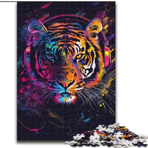 Puzzle für Erwachsene, 1000 Tiger mit Kopfhörern, anspruchsvolles Denkspiel für Teenager, perfekt als Heimdekoration oder Geschenk (Größe: 26x38cm) von NBDSOYEWO
