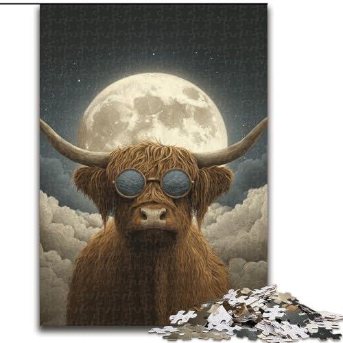 Puzzle für Erwachsene, 1000 Yak mit Brille, Familienspiel zum Stressabbau, schwierige Herausforderung, stärkt die Liebe zwischen Paaren (Größe 26x38cm) von NBDSOYEWO