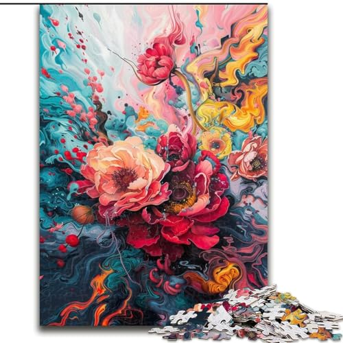 Puzzle für Erwachsene, 1000-teiliges Blumen-Graffiti-Puzzle, anspruchsvolles Denkspiel, Familienaktivität, Heimdekoration, (Größe: 26x38cm) von NBDSOYEWO