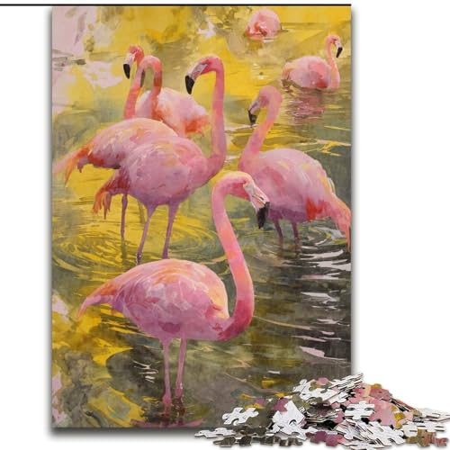 Puzzle für Erwachsene, 1000-teiliges Puzzle, Aquarell-Flamingo, Quizspiel zur Stärkung der Liebe zwischen Paaren für Kinder ab 14 Jahren (Größe 50x75cm) von NBDSOYEWO