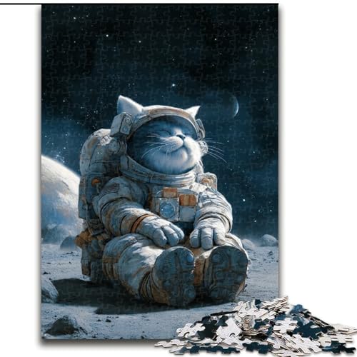 Puzzle für Erwachsene, 1000-teiliges Puzzle, Astronautenkatze, Quizspiel, Wanddekoration, einzigartige Geburtstags (Größe 50x75cm) von NBDSOYEWO