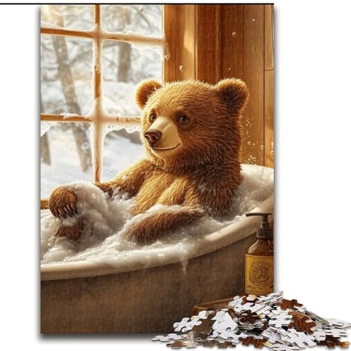 Puzzle für Erwachsene, 1000-teiliges Puzzle, Badezimmer, Braunbär, Quizspiel, Wanddekoration, einzigartige Geburtstags (Größe 50x75cm) von NBDSOYEWO