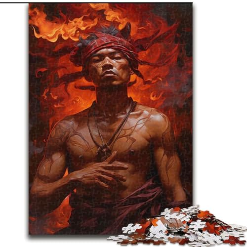 Puzzle für Erwachsene, 1000-teiliges Puzzle, Episches Fantasy-Feuermagier-Rot, Quizspiel, Wanddekoration, einzigartige Geburtstags (Größe 50x75cm) von NBDSOYEWO
