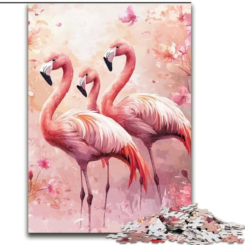 Puzzle für Erwachsene, 1000-teiliges Puzzle, Flamingo-Paar, Quizspiel, Wanddekoration, einzigartige Geburtstags (Größe 26x38cm) von NBDSOYEWO
