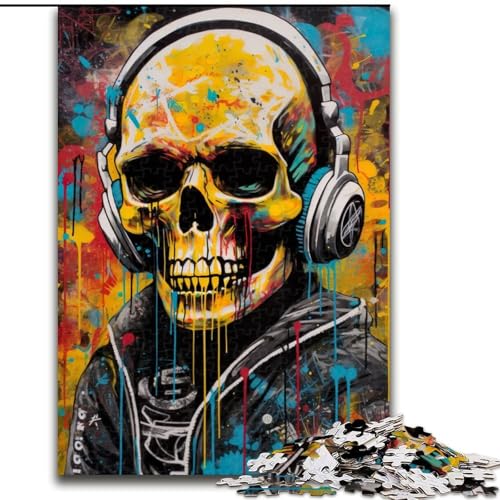 Puzzle für Erwachsene, 1000-teiliges Puzzle, Graffiti-Totenkopf-Kunstwerk, Quizspiel zur Stärkung der Liebe zwischen Paaren für Kinder ab 14 Jahren (Größe 50x75cm) von NBDSOYEWO