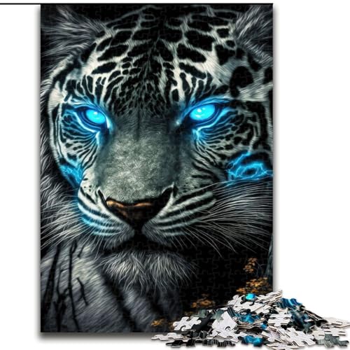 Puzzle für Erwachsene, 1000-teiliges Puzzle, Tiger mit blauen Augen, Quizspiel, Wanddekoration, einzigartige Geburtstags (Größe 26x38cm) von NBDSOYEWO