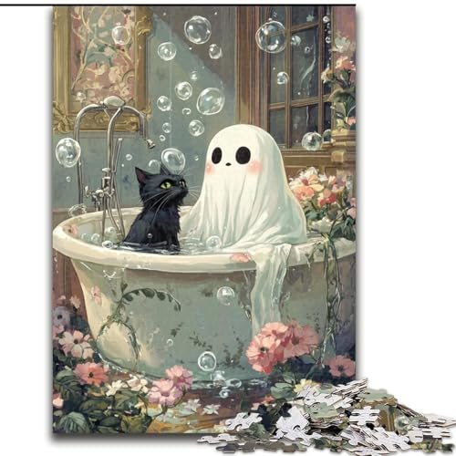 Puzzle für Erwachsene, 1000-teiliges Puzzle, künstlerische abstrakte Schwarze Katze, Quizspiel zur Stärkung der Liebe zwischen Paaren für Kinder ab 14 Jahren (Größe 26x38cm) von NBDSOYEWO