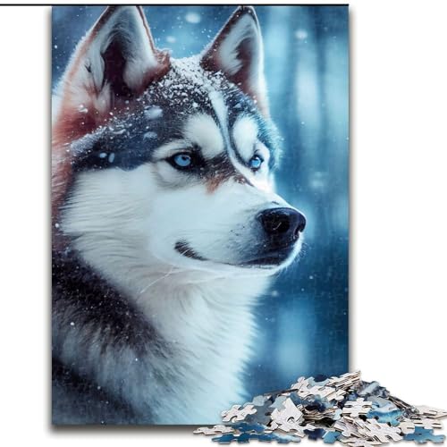 Puzzle für Erwachsene, 1000-teiliges Puzzle Husky Snowing, Quizspiel, Wanddekoration, einzigartige Geburtstags (Größe 50x75cm) von NBDSOYEWO