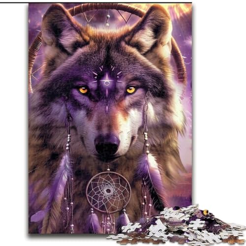 Puzzle für Erwachsene, 1000-teiliges Puzzle Indian Wolf, Quizspiel zur Stärkung der Liebe zwischen Paaren für Kinder ab 14 Jahren (Größe 50x75cm) von NBDSOYEWO