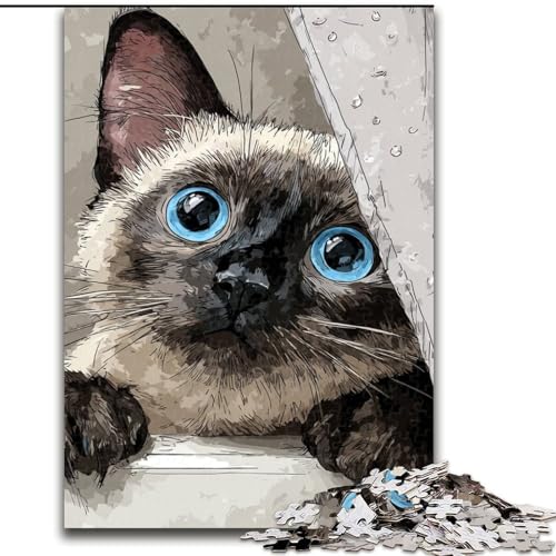 Puzzle für Erwachsene, 1000-teiliges Puzzle Katze auf dem Sofa, Quizspiel, Wanddekoration, einzigartige Geburtstags (Größe 26x38cm) von NBDSOYEWO