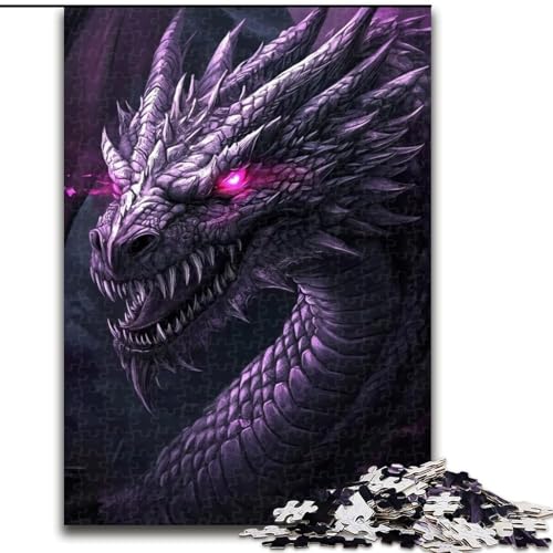 Puzzle für Erwachsene, 1000-teiliges Puzzle Purple Dragon, Quizspiel zur Stärkung der Liebe zwischen Paaren für Kinder ab 14 Jahren (Größe 26x38cm) von NBDSOYEWO