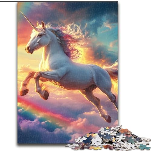 Puzzle für Erwachsene, 1000-teiliges Puzzle Regenbogen-Einhorn, Quizspiel zur Stärkung der Liebe zwischen Paaren für Kinder ab 14 Jahren (Größe 26x38cm) von NBDSOYEWO