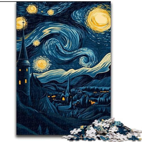 Puzzle für Erwachsene, 1000-teiliges Puzzle Van Gogh Nachthimmel, Quizspiel zur Stärkung der Liebe zwischen Paaren für Kinder ab 14 Jahren (Größe 26x38cm) von NBDSOYEWO