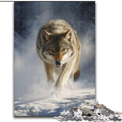 Puzzle für Erwachsene, 1000-teiliges Puzzle Wolf im Schnee, Quizspiel zur Stärkung der Liebe zwischen Paaren für Kinder ab 14 Jahren (Größe 26x38cm) von NBDSOYEWO