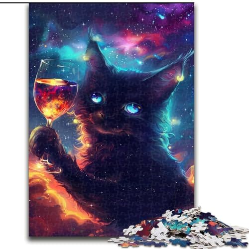 Puzzle für Erwachsene, 1000-teiliges Puzzle mit trinkender Katze, anspruchsvolles Denkspiel, Familienaktivität, Heimdekoration, (Größe: 26x38cm) von NBDSOYEWO