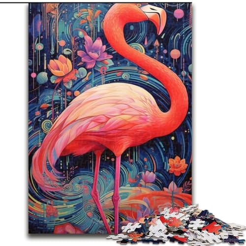 Puzzle für Erwachsene, 1000-teiliges buntes Flamingo-Puzzle, anspruchsvolles Denkspiel, Familienaktivität, Heimdekoration, (Größe: 26x38cm) von NBDSOYEWO