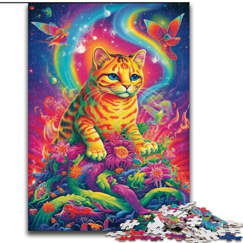 Puzzle für Erwachsene, 1000-teiliges psychedelisches Katzen-Puzzle, anspruchsvolles Denkspiel, Familienaktivität, Heimdekoration, (Größe: 26x38cm) von NBDSOYEWO