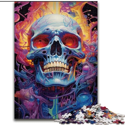 Puzzle für Erwachsene, 1000-teiliges psychedelisches Totenkopf-Puzzle, anspruchsvolles Denkspiel, Familienaktivität, Heimdekoration, (Größe: 26x38cm) von NBDSOYEWO
