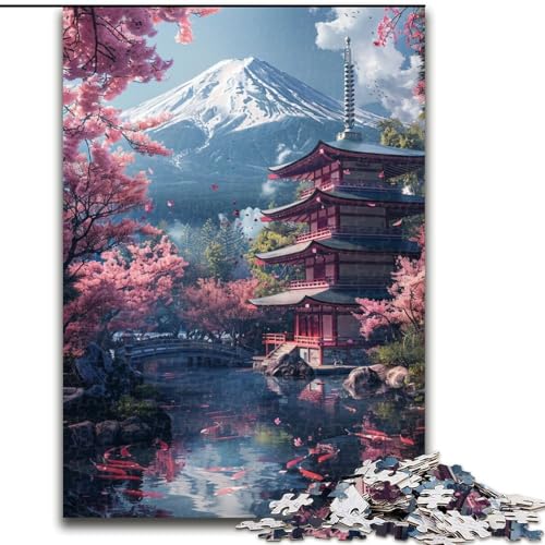 Puzzle für Erwachsene 1000, Berg Fuji und der Tempel, aus Holz, EIN tolles Geschenk für Familienspaß, 50x75cm, DIY-Dekoration, anspruchsvolle Puzzle für Erwachsene 1000, Berg Fuji und der Tempel, aus Holz, EIN tolles Geschenk für Familienspaß, 50x75cm, DIY-Dekoration, anspruchsvolle von NBDSOYEWO