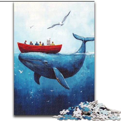 Puzzle für Erwachsene 1000 Blauwal auf See, für und ab 14 Jahren, pädagogisches Lernspielzeug, Familienspiele, Geburtstagsgeschenk (Größe 50x75cm) von NBDSOYEWO