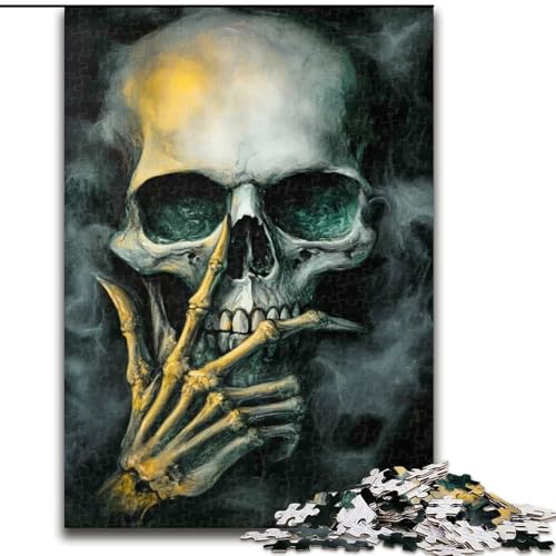 Puzzle für Erwachsene 1000 Smoky Skull, Familienspiel zum Stressabbau, schwierige Herausforderung, stärkt die Liebe zwischen Paaren (Größe 26x38cm) von NBDSOYEWO