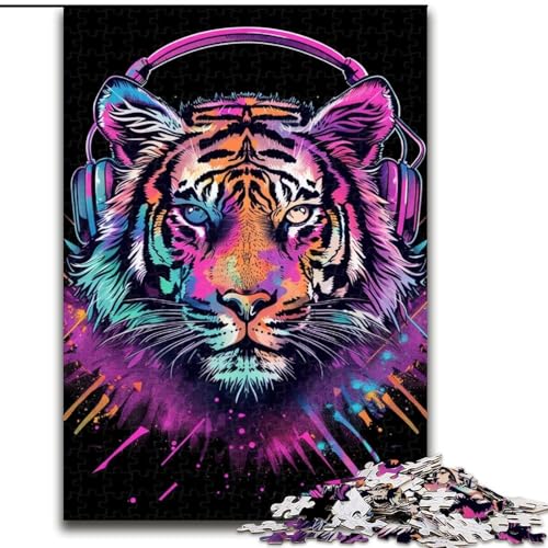 Puzzle für Erwachsene 1000 Tiger mit Kopfhörern aus Holz, für Jugendliche ab 14 Jahren, Heimdekoration 50x75cm, als Geburtstags-, Urlaubs-, Weihnachts Puzzle für Erwachsene 1000 Tiger mit Kopfhörern aus Holz, für Jugendliche ab 14 Jahren, Heimdekoration 50x75cm, als Geburtstags-, Urlaubs-, Weihnachts von NBDSOYEWO