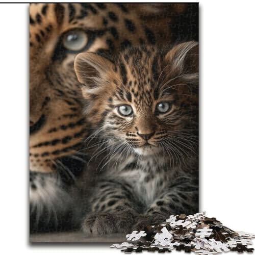 Puzzle für Erwachsene 1000 Tiger und Katze, Familienspiel zum Stressabbau, schwierige Herausforderung, stärkt die Liebe zwischen Paaren (Größe 26x38cm) von NBDSOYEWO