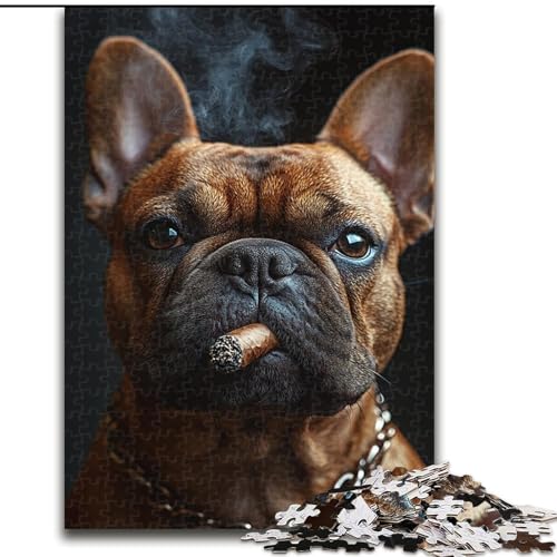 Puzzle für Erwachsene 1000 rauchende Bulldogge, für und ab 14 Jahren, pädagogisches Lernspielzeug, Familienspiele, Geburtstagsgeschenk (Größe 26x38cm) von NBDSOYEWO